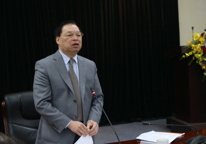Đồng chí Lê Mạnh Hùng phát biểu tại cuộc họp với các vụ, đơn vị triển khai nhiệm vụ. (Ảnh: TA)