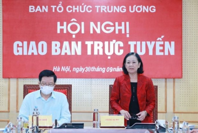 Trưởng Ban Tổ chức Trung ương Trương Thị Mai phát biểu chỉ đạo Hội nghị. (Ảnh: Phương Hoa/TTXVN)