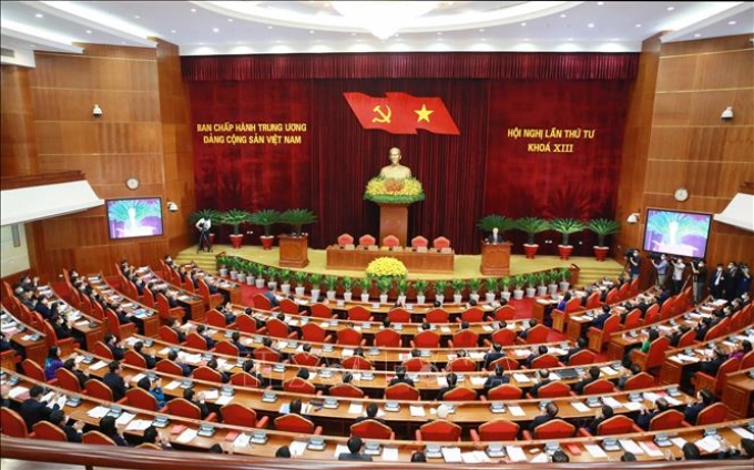 Toàn cảnh phiên bế mạc Bế mạc Hội nghị lần thứ tư Ban Chấp hành Trung ương Đảng khóa XIII. Ảnh: Phương Hoa/TTXVN