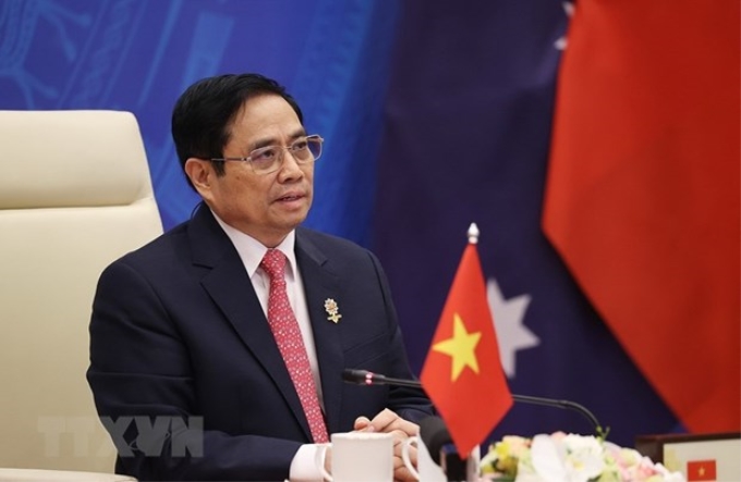 Thủ tướng Phạm Minh Chính phát biểu Hội nghị cấp cao Đông Á lần thứ 16. (Ảnh: Dương Giang/TTXVN)