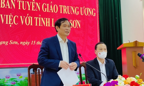 Phó Trưởng ban Tuyên giáo Trung ương Phan Xuân Thủy làm việc với tỉnh ủy Lạng Sơn