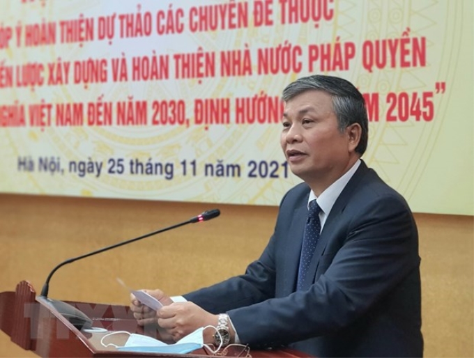 Thứ trưởng Bộ Nội vụ Nguyễn Trọng Thừa phát biểu khai mạc Hội thảo. (Ảnh: Chu Thanh Vân/TTXVN)