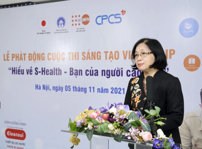 Bà Nguyễn Thị Ngọc Lan – Phó Tổng cục trưởng Tổng cục Dân số - Kế hoạch hóa gia đình phát biểu tại buổi lễ.