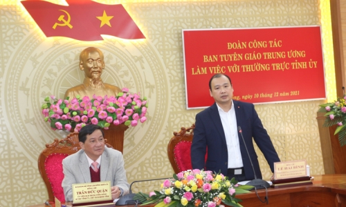 Đoàn công tác của Ban Tuyên giáo Trung ương  làm việc với Thường trực Tỉnh ủy Lâm Đồng