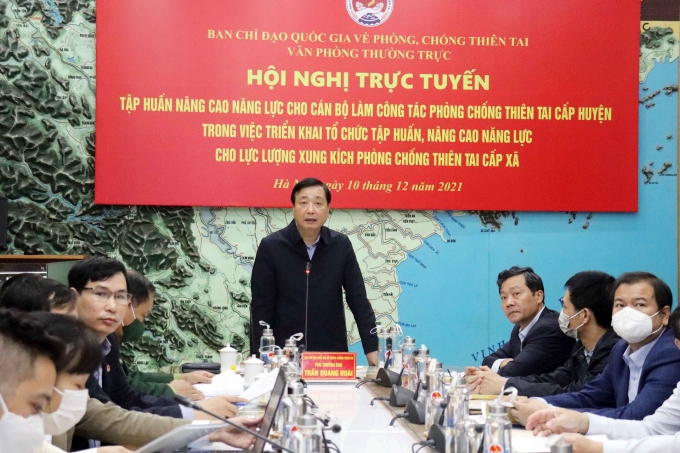 Đồng chí Trần Quang Hoài, Phó Trưởng ban Chỉ đạo Quốc gia về Phòng, chống thiên tai phát biểu khai mạc hội nghị tập huấn
