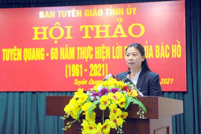 Đồng chí Lê Thị Kim Dung, Phó Bí thư Thường trực Tỉnh ủy phát biểu chỉ đạo tại hội thảo.