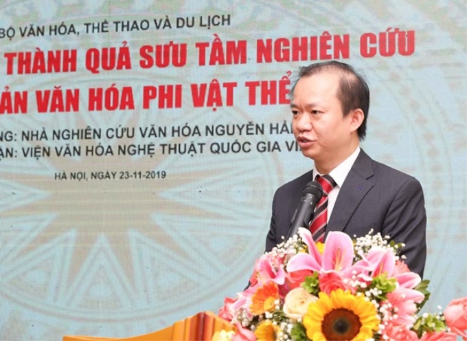 Tiến sỹ Bùi Hoài Sơn, Viện trưởng Viên Văn hóa Nghệ thuật Quốc gia Việt Nam. (Ảnh: Thanh Tùng/TTXVN)