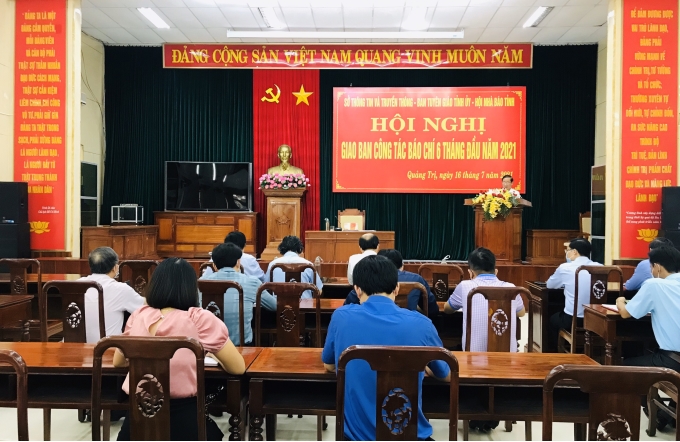 Quang cảnh Hội nghị giao ban công tác báo chí 6 tháng đầu năm 2021 của tỉnh Quảng Trị. (Ảnh: Phan Ngân)