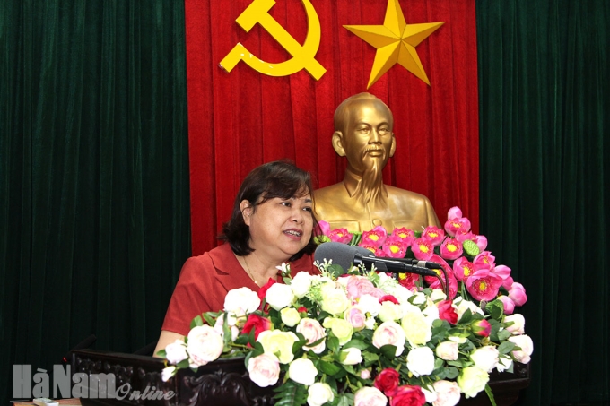 Đồng chí Lê Thị Thanh Hà, Trưởng Ban Tuyên giáo Tỉnh ủy phát biểu kết luận hội nghị.