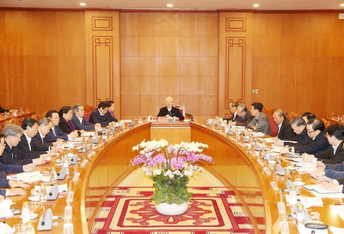 Tổng Bí thư, Chủ tịch nước Nguyễn Phú Trọng chủ trì họp Tiểu ban Văn kiện Đại hội XIII của Đảng_Ảnh: TTXVN