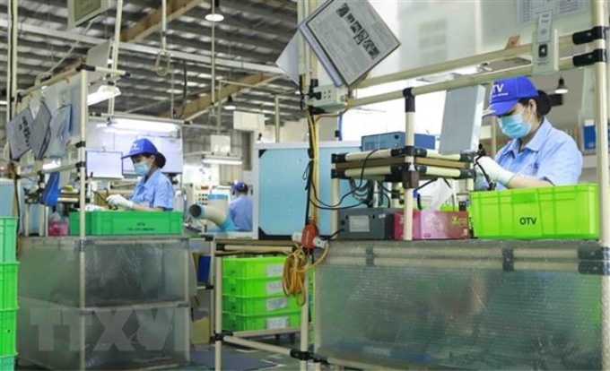Công nhân làm việc trong một nhà máy ở Vĩnh Phúc. (Ảnh: Quỳnh Hoa/TTXVN)