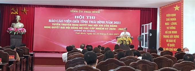 Quang cảnh Vòng thi Sơ khảo Hội thi báo cáo viên giỏi tỉnh Thái Bình năm 2021