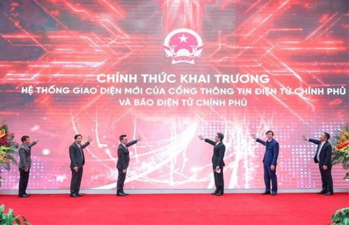 Nghi lễ chính thức khai trương Hệ thống giao diện mới của Cổng Thông tin điện tử Chính phủ và Báo Điện tử Chính phủ. (Nguồn: baochinhphu.vn)