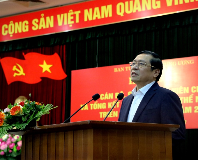 Đồng chí Lại Xuân Môn, Phó Trưởng ban Thường trực Ban Tuyên giáo Trung ương phát biểu kết luận Hội nghị. (Ảnh: TA)