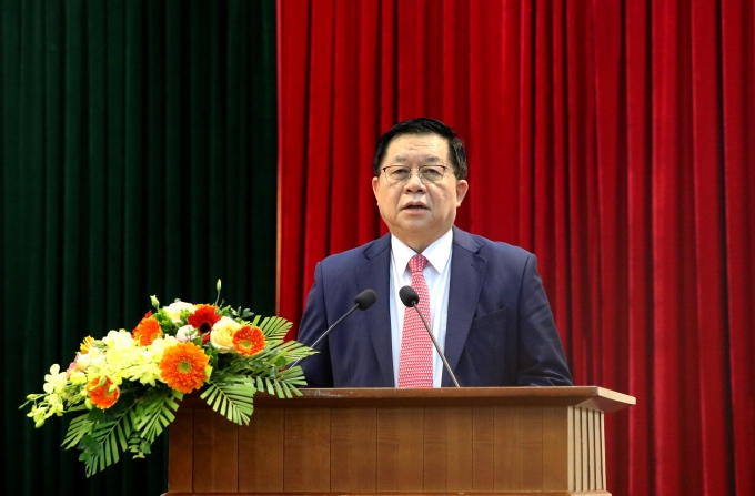 Đồng chí Nguyễn Trọng Nghĩa, Bí thư Trung ương Đảng, Trưởng ban Tuyên giáo Trung ương phát biểu chỉ đạo. (Ảnh: TA)