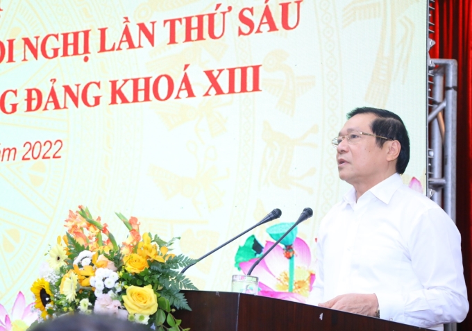 Đồng chí Lại Xuân Môn - Ủy viên trung ương Đảng, Phó trưởng ban Thường trực Ban Tuyên giáo trung ương thông báo tại hội nghị