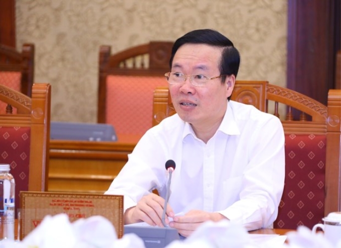 Thường trực Ban Bí thư Võ Văn Thưởng chủ trì giao ban công tác quý 3/2022. (Ảnh: Văn Điệp/TTXVN)