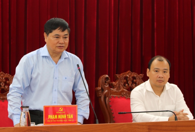 Đồng chí Phạm Minh Tấn, Phó Bí thư Thường trực Tỉnh uỷ Đắk Lắk phát biểu tại buổi làm việc.