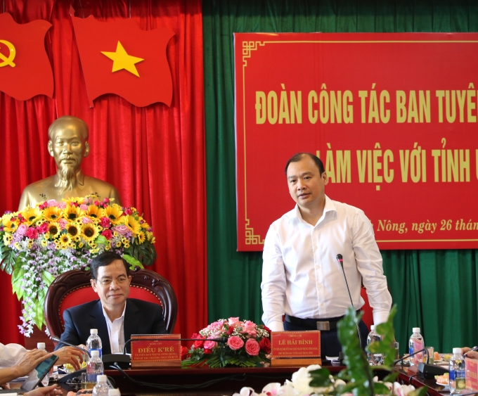 Đồng chí Lê Hải Bình, Phó Trưởng Ban Tuyên giáo Trung ương ghi nhận và đánh giá cao những kết quả mà Tỉnh ủy Đắk Nông đã làm được trong thời gian qua.