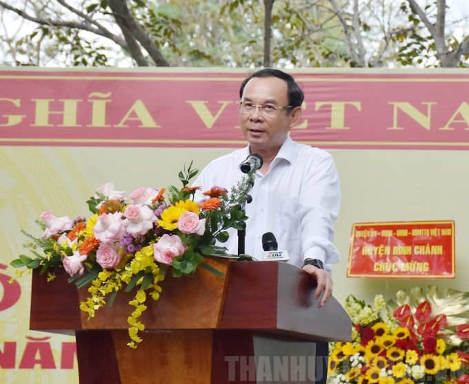 Bí thư Thành ủy TPHCM Nguyễn Văn Nên phát biểu tại chương trình