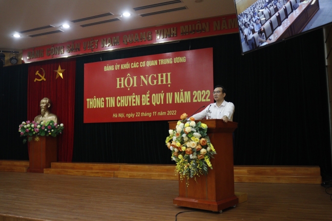 Đồng chí Nguyễn Minh Chung, Trưởng ban Tuyên giáo Đảng ủy Khối các cơ quan Trung ương định hướng công tác thông tin tuyên truyền Quý IV/2022.
