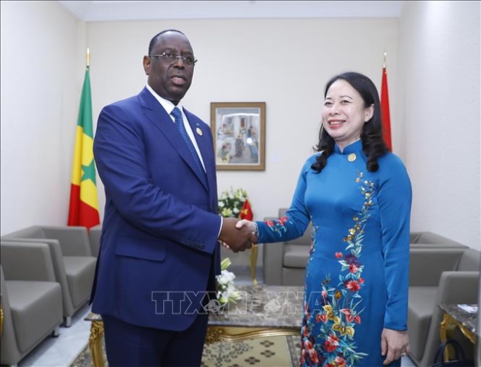 Phó Chủ tịch nước Võ Thị Ánh Xuân gặp Tổng thống Senegal Macky Sall.