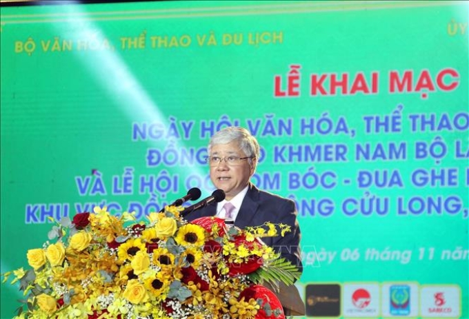 Bí thư Trung ương Đảng, Chủ tịch Ủy ban Trung ương Mặt trận Tổ quốc Việt Nam Đỗ Văn Chiến phát biểu tại lễ khai mạc.