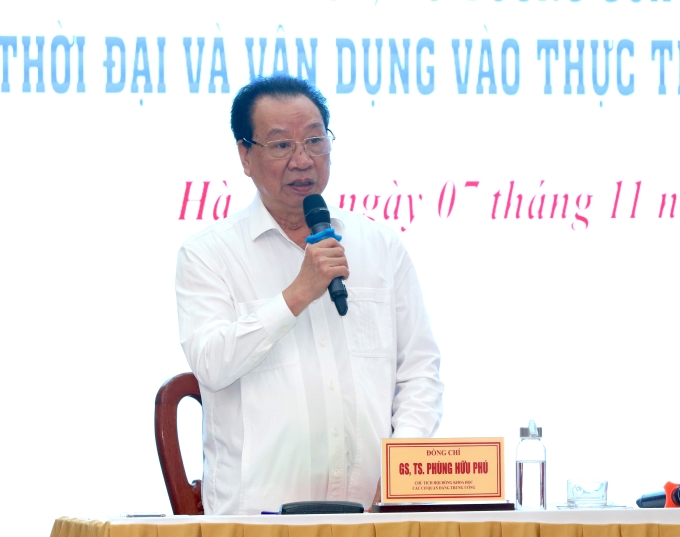 GS.TS. Phùng Hữu Phú, Chủ tịch Hội đồng khoa học các cơ quan Đảng Trung ương phát biểu kết luận Hội thảo. (Ảnh: TA)