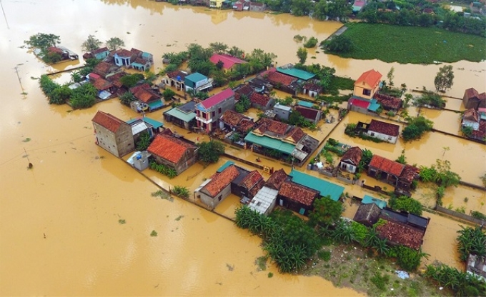 Thiên tai khiến một vùng dân cư rộng lớn của huyện Chương Mỹ bị ngập lụt nghiêm trọng vào năm 2018.