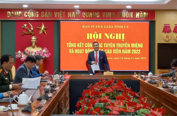 Đồng chí Vũ Duy Hoàng, Trưởng ban Tuyên giáo Tỉnh ủy Thái Nguyên phát biểu chỉ đạo tại Hội nghị tổng kết công tác tuyên truyền miệng và hoạt động báo cáo viên năm 2022 (ngày 14/12/2022)