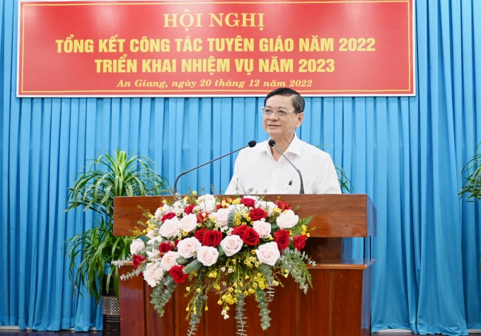 Đồng chí Phạm Quang Bản, Phó Vụ Trưởng Cơ quan thường trực khu vực miền Nam, Ban Tuyên giáo Trung ương phát biểu.