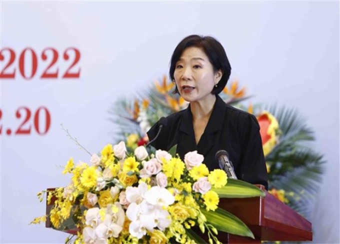 Bà Oh Young-ju, Đại sứ đặc mệnh toàn quyền Hàn Quốc tại Việt Nam phát biểu. (Ảnh: An Đăng/TTXVN)
