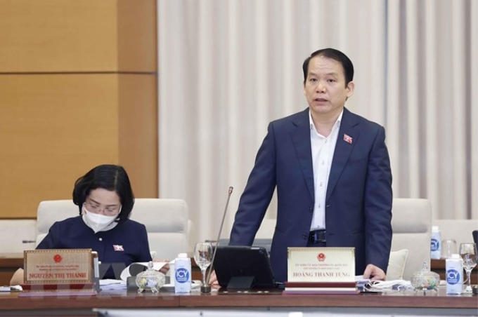 Chủ nhiệm Ủy ban Pháp luật của Quốc hội Hoàng Thanh Tùng phát biểu ý kiến. (Ảnh: Doãn Tấn/TTXVN)