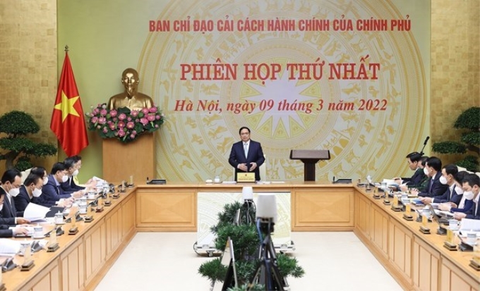 Sáng 9/3, tại Hà Nội, Thủ tướng Phạm Minh Chính, Trưởng Ban Chỉ đạo chủ trì Phiên họp thứ nhất của Ban Chỉ đạo cải cách thủ tục hành chính của Chính phủ. (Ảnh: TTXVN)