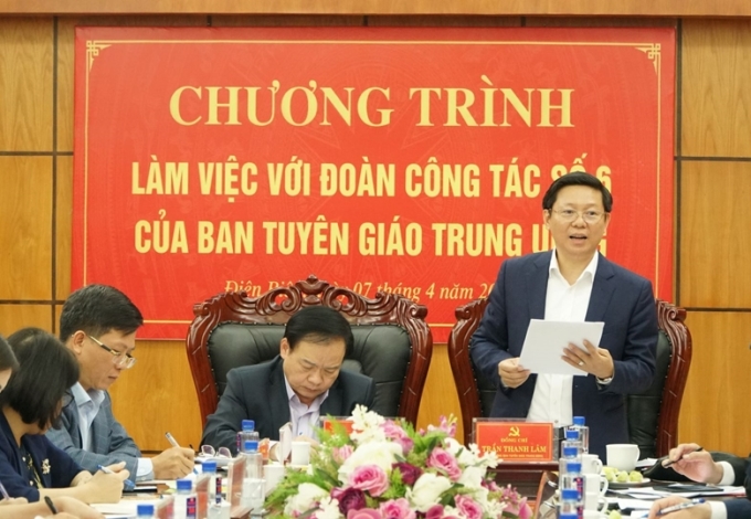 Đồng chí Trần Thanh Lâm, Phó Trưởng ban Tuyên giáo Trung ương phát biểu kết luận buổi làm việc (Ảnh: Kim Sơn)