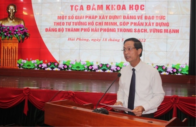 Đồng chí Đỗ Mạnh Hiến, Phó Bí thư Thường trực Thành ủy Hải Phòng phát biểu chỉ đạo tại Tọa đàm.