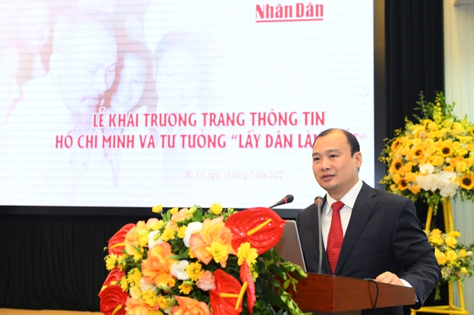 Đồng chí Lê Hải Bình, Phó trưởng Ban Tuyên giáo Trung ương phát biểu tại buổi ra mắt Trang thông tin. (Ảnh: TA)