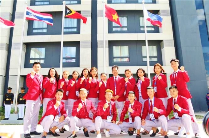 Đoàn Thể thao Việt Nam sẽ tham dự Lễ thượng cờ SEA Games 31 với 31 thành viên. Ảnh: TTXVN