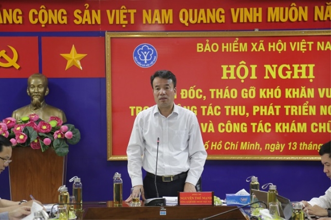 Ông Nguyễn Thế Mạnh - Tổng Giám đốc BHXHVN phát biểu.