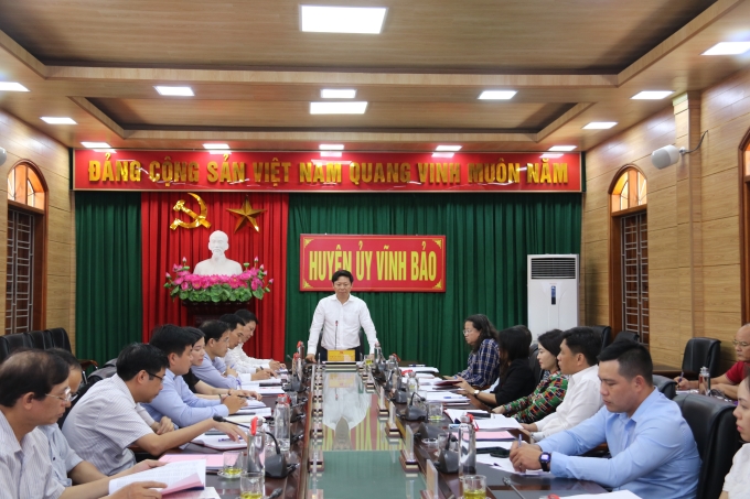 Đồng chí Trần Thanh Lâm, Phó trưởng Ban Tuyên giáo Trung ương phát biểu tại buổi làm việc. (Ảnh: Dương Bích)