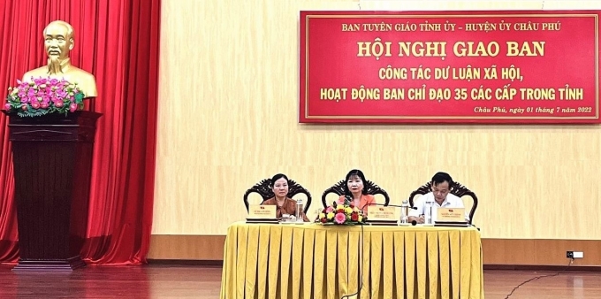 Ban Tuyên giáo Tỉnh ủy An Giang phối hợp tổ chức Hội nghị giao ban Công tác dư luận xã hội (DLXH), hoạt động ban chỉ đạo (BCĐ) 35 các cấp trong tỉnh tại Huyện ủy Châu Phú.