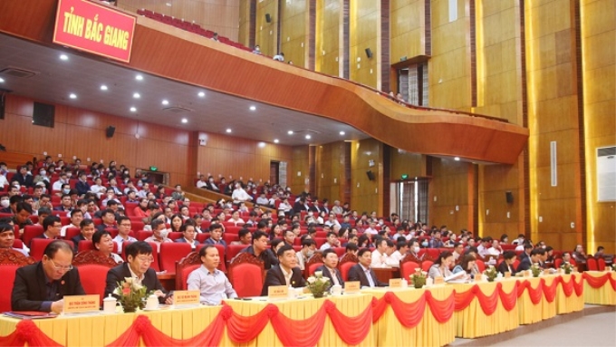 Các đại biểu tham dự Hội nghị trực tuyến quán triệt và triển khai Nghị quyết Đại hội XIII của Đảng tại điểm cầu tỉnh Bắc Giang (Ảnh: BGĐT)