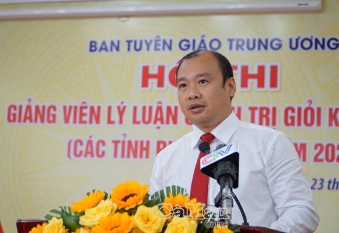 Đồng chí Lê Hải Bình, Uỷ viên dự khuyết BCH Trung ương Đảng, Phó Trưởng ban Tuyên giáo Trung ương, Trưởng ban Tổ chức hội thi phát biểu.