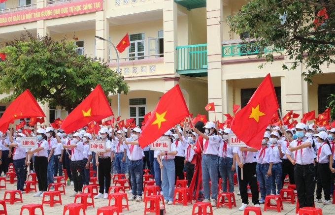 Các em học sinh trường THCS Trần Phú.