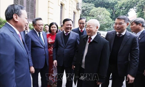 Tổng Bí thư Nguyễn Phú Trọng thăm, chúc Tết Đảng bộ, chính quyền, nhân dân Thủ đô