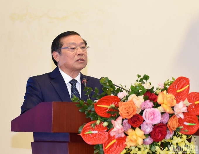 Đồng chí Lại Xuân  Môn, Ủy viên Trung ương Đảng, Phó trưởng ban Thường trực Ban Tuyên giáo Trung ương phát biểu chỉ đạo tại giao ban báo chí đầu xuân.