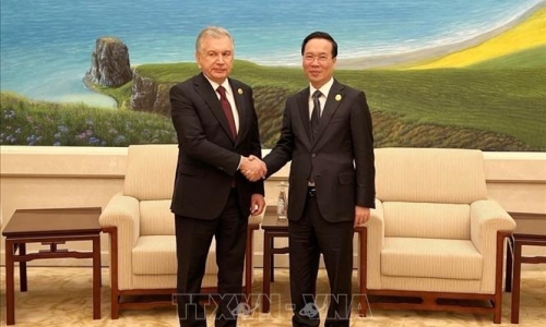 Chủ tịch nước Võ Văn Thưởng gặp Tổng thống Uzbekistan