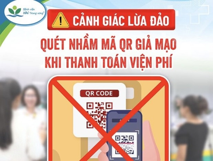 Bệnh viện Nhi Trung ương phát đi cảnh báo về mã QR giả mạo. (Ảnh: BVCC)