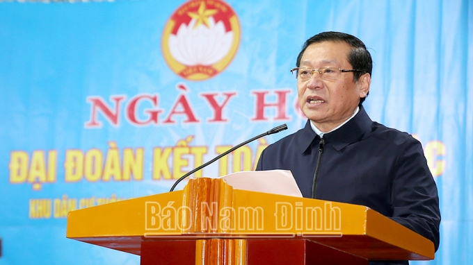 Đồng chí Phó Trưởng Ban Thường trực Ban Tuyên giáo Trung ương Lại Xuân Môn phát biểu tại Ngày hội.