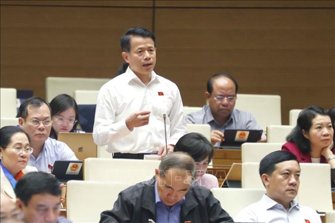 Đại biểu Quốc hội tỉnh Nam Định Nguyễn Hải Dũng phát biểu ý kiến. (Ảnh: TTXVN)